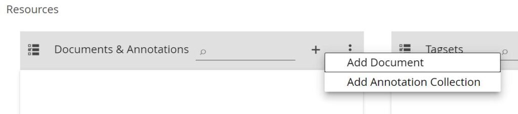 image displays how to add a document or annotation collection