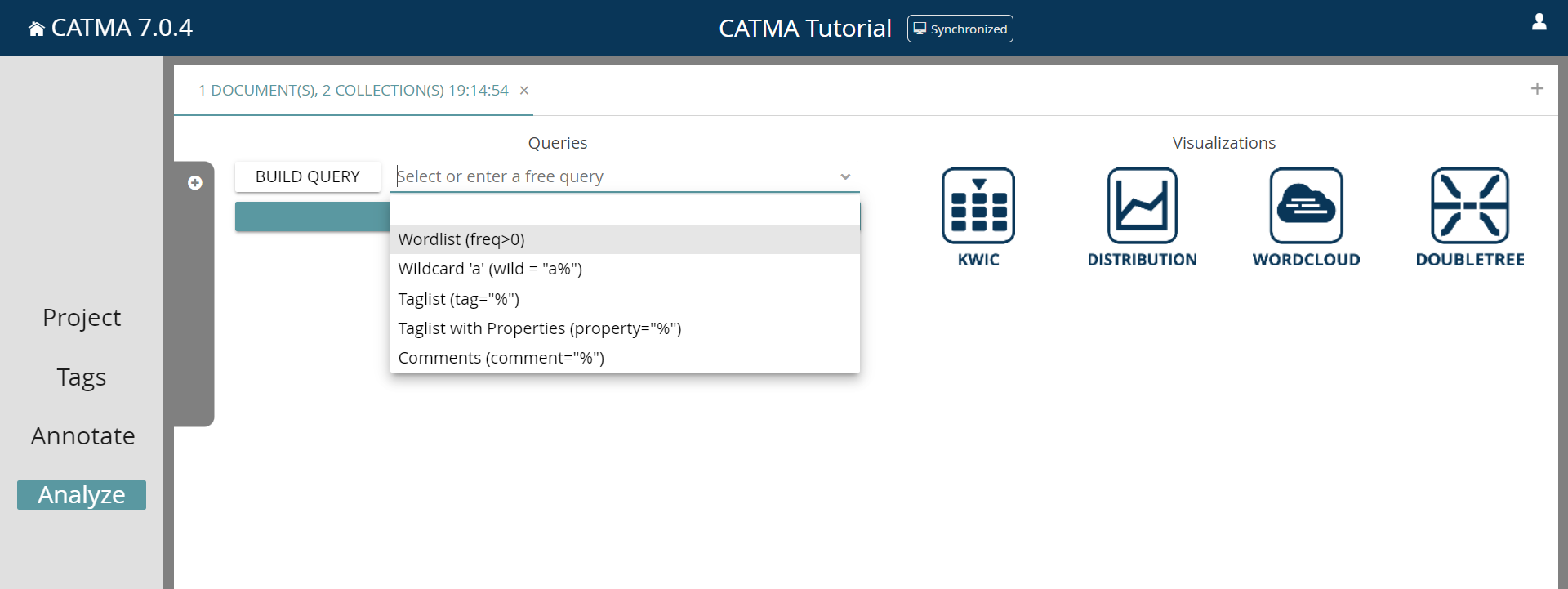 image shows potential pre-defined search quieries in the Analyze module