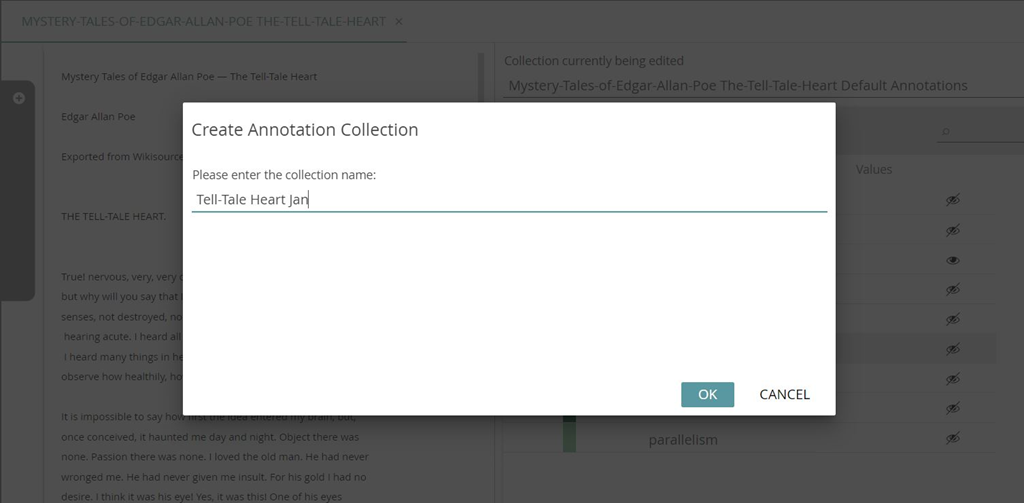 image shows how to create an annotation collection in CATMA