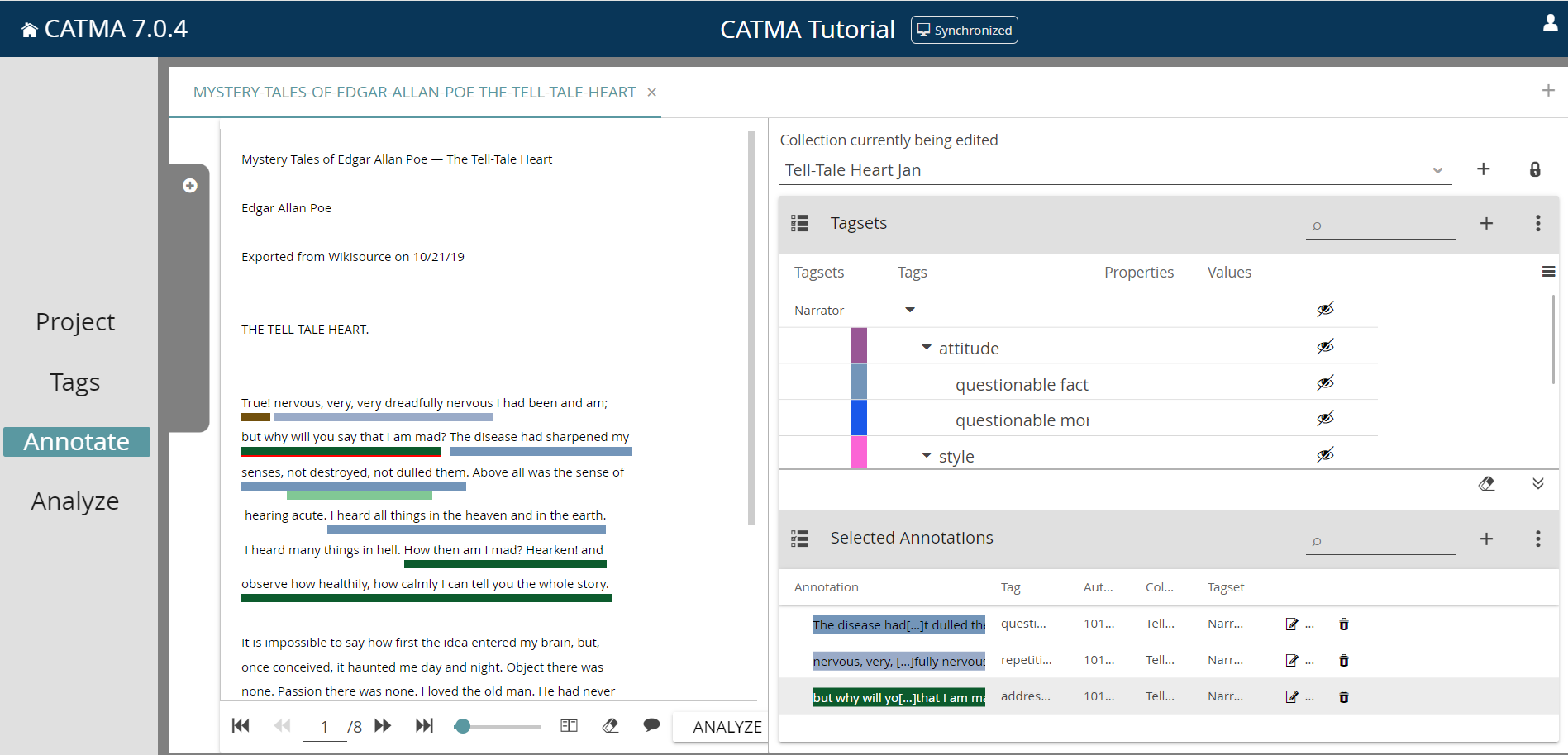 image shows annotate module with annotations