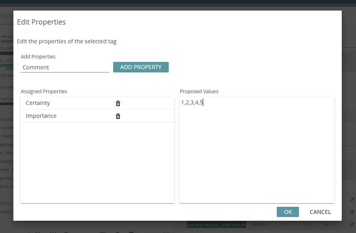 image shows how to add a property in CATMA