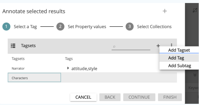 image shows dialog for semi-automatic annotation in CATMA