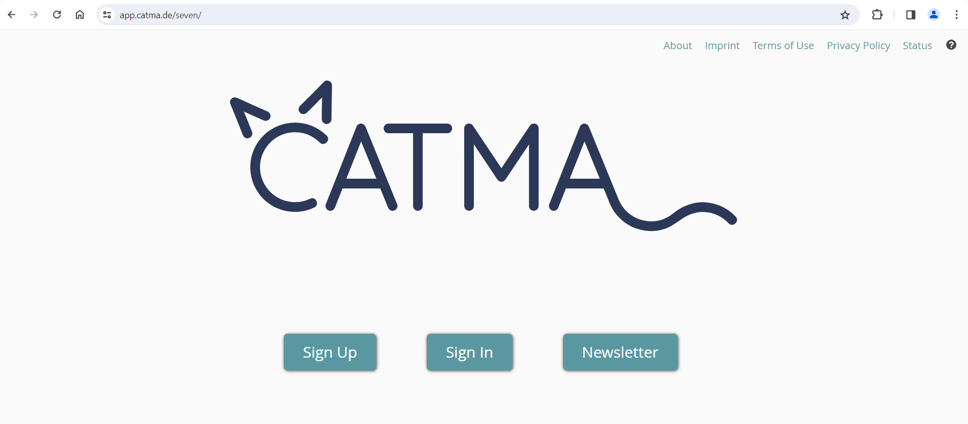 image displays CATMA's sign up and sign in buttons