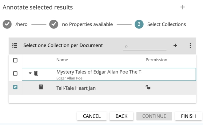 image shows selection of the annotation collection for semi-automatic annotation