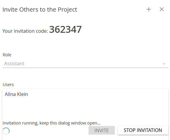 image shows owner's view when invitees have joined the project when invited via invitation code