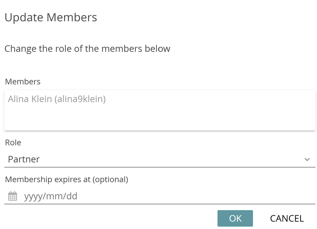 image shows how to change the role of the members