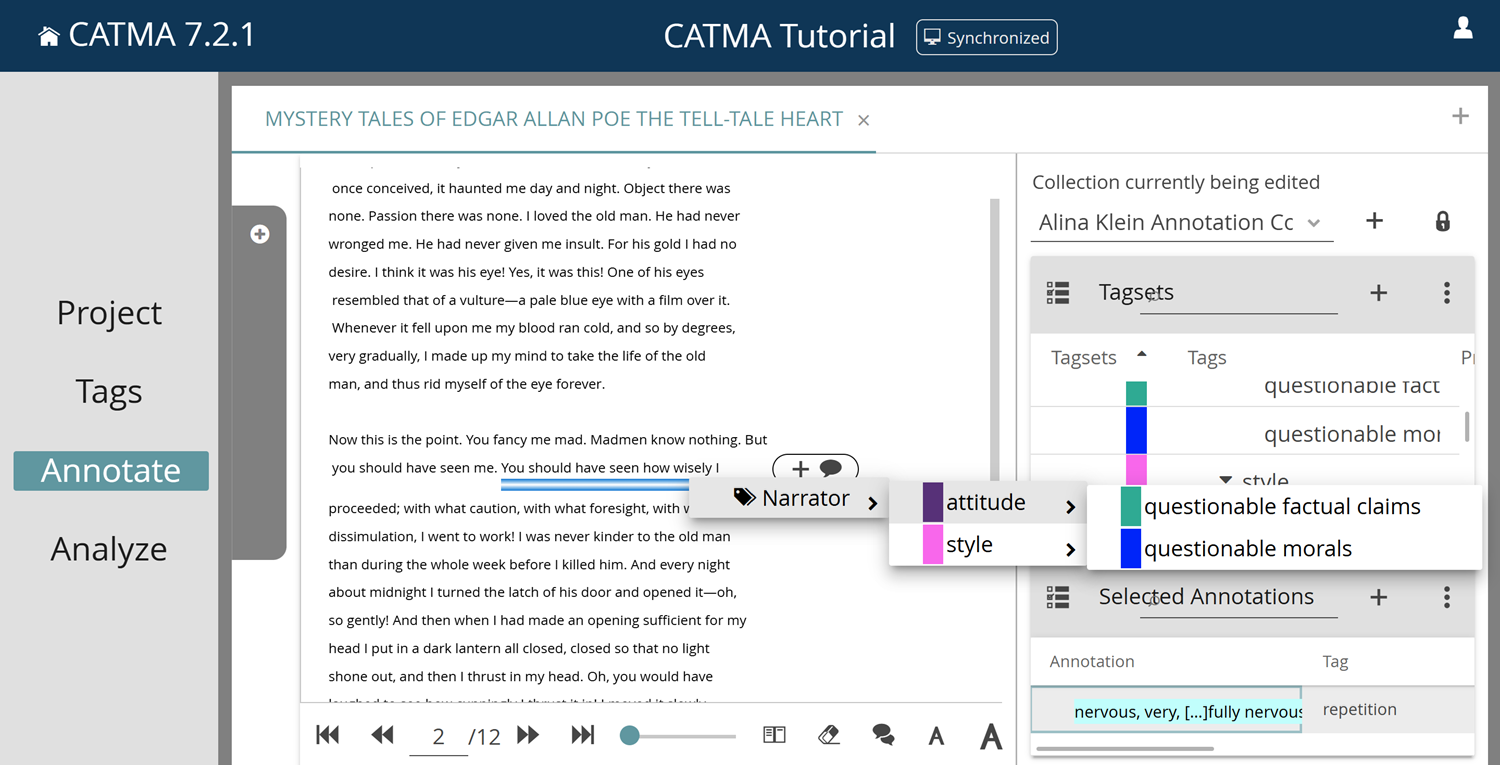 Image shows annotations under the annotate module tab and the right click annotation menu