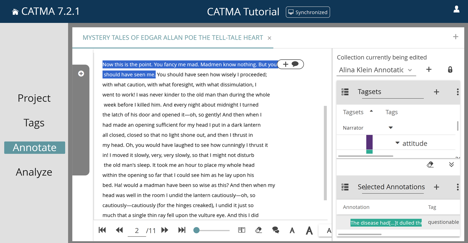 image shows how to add a comment in CATMA