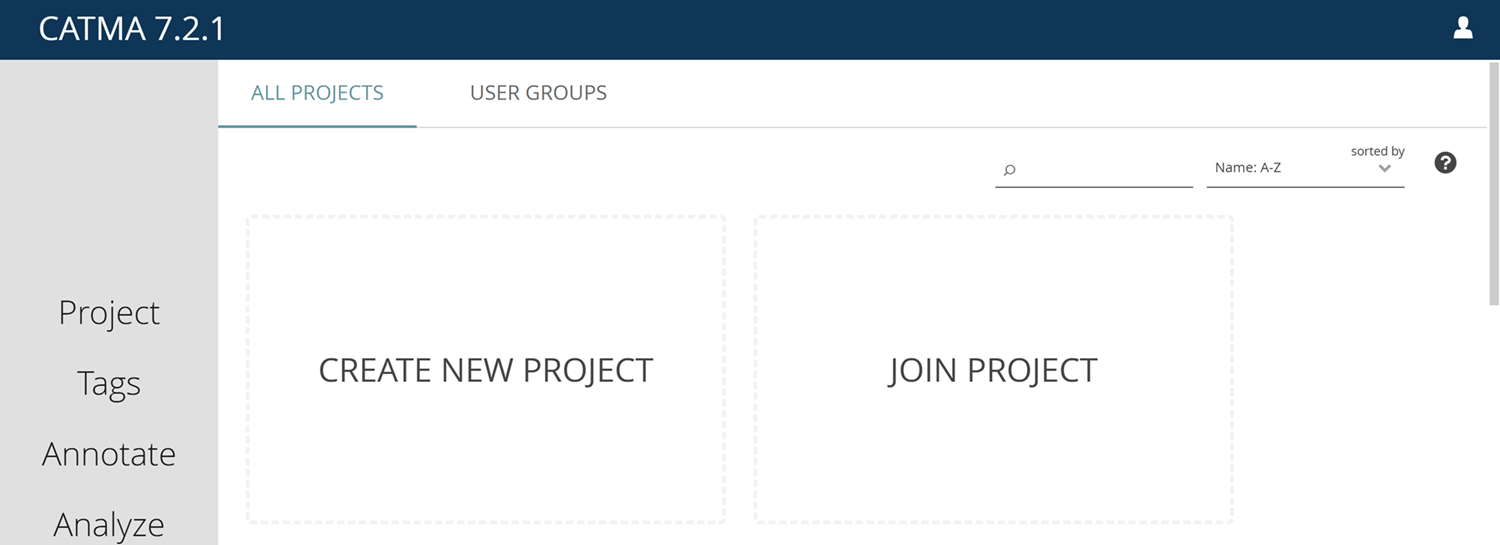 Image displays users dashboard after signing into CATMA