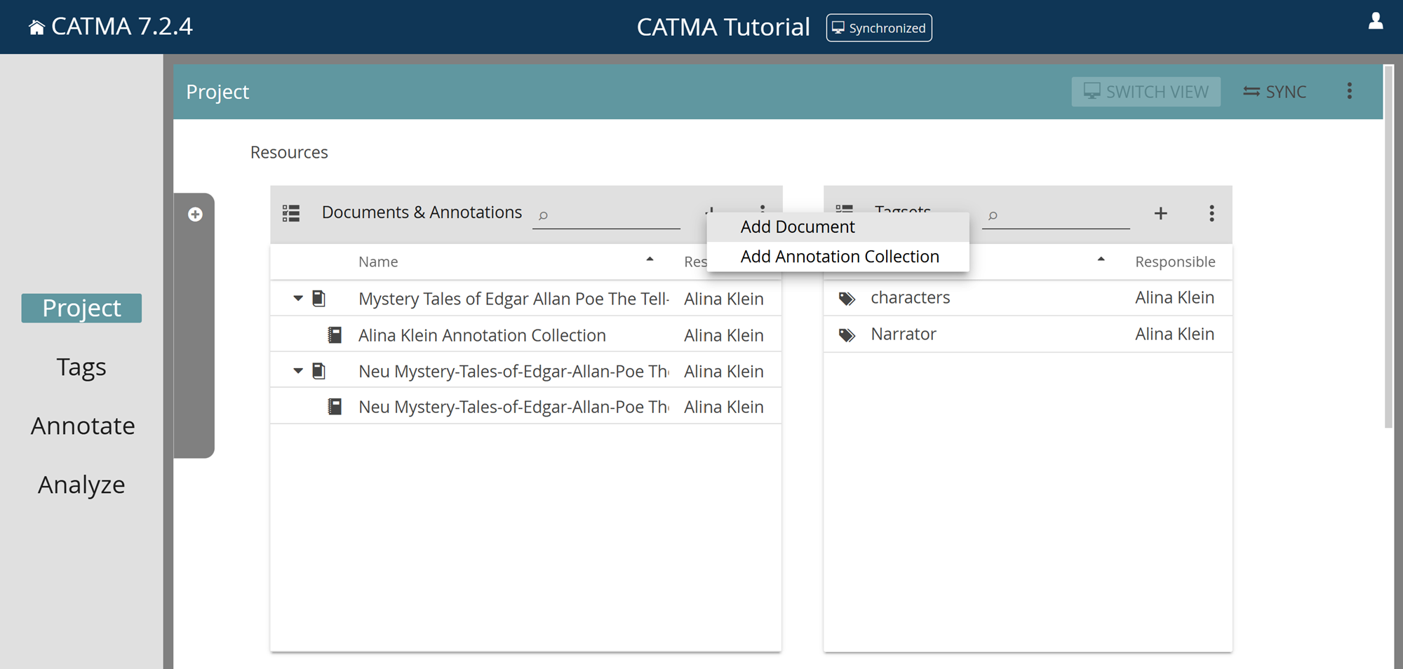 image shows how to add a document in the Project Module