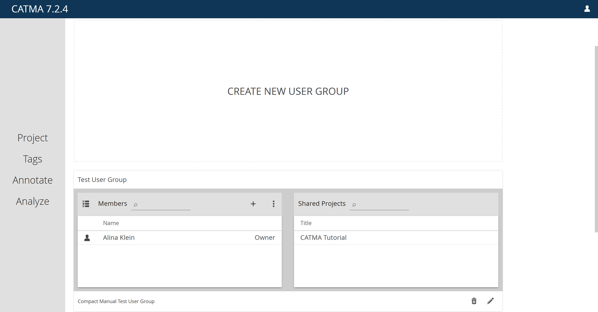 Image shows the creation of a user group