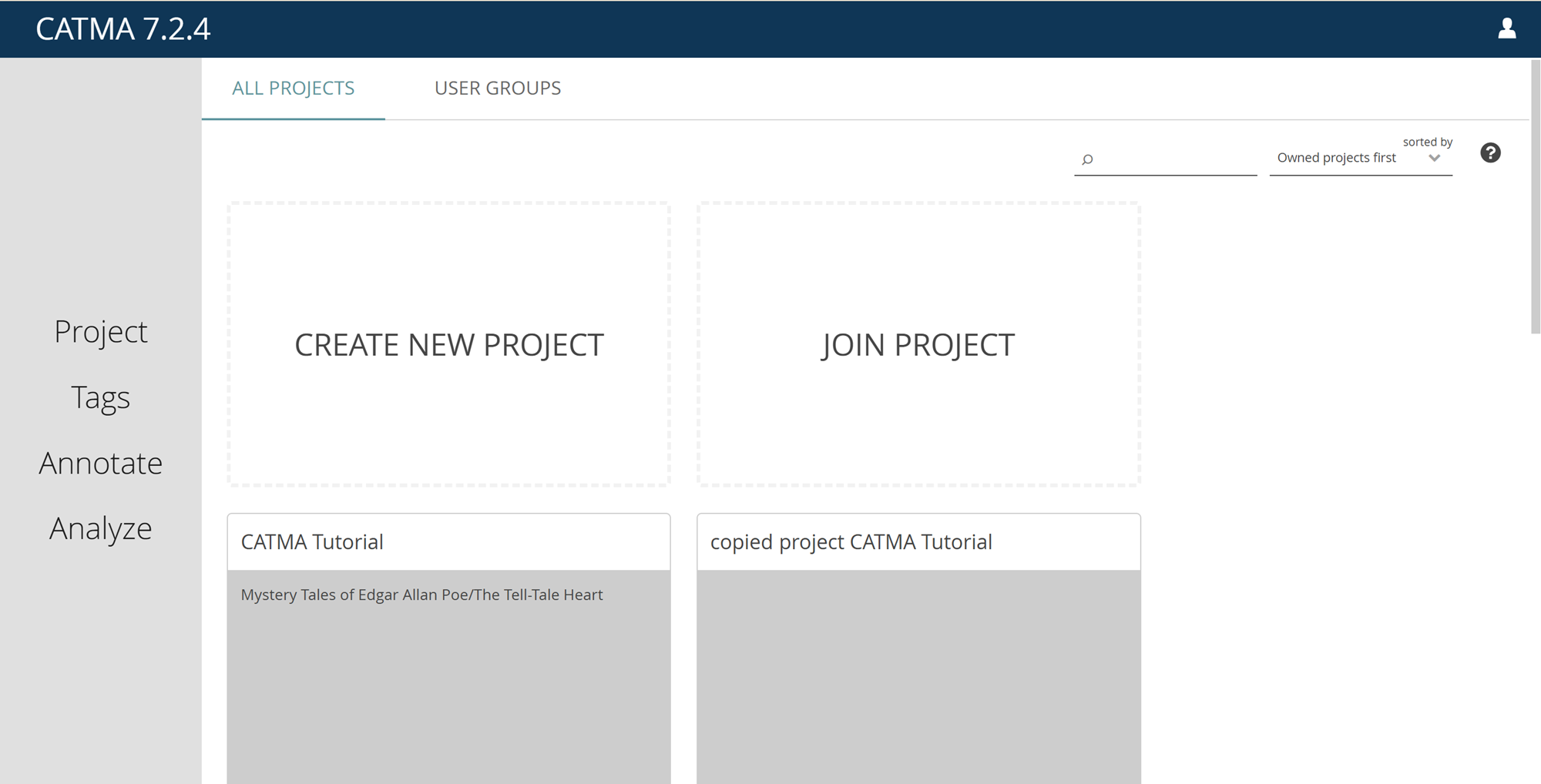 Image shows the user's dashboard